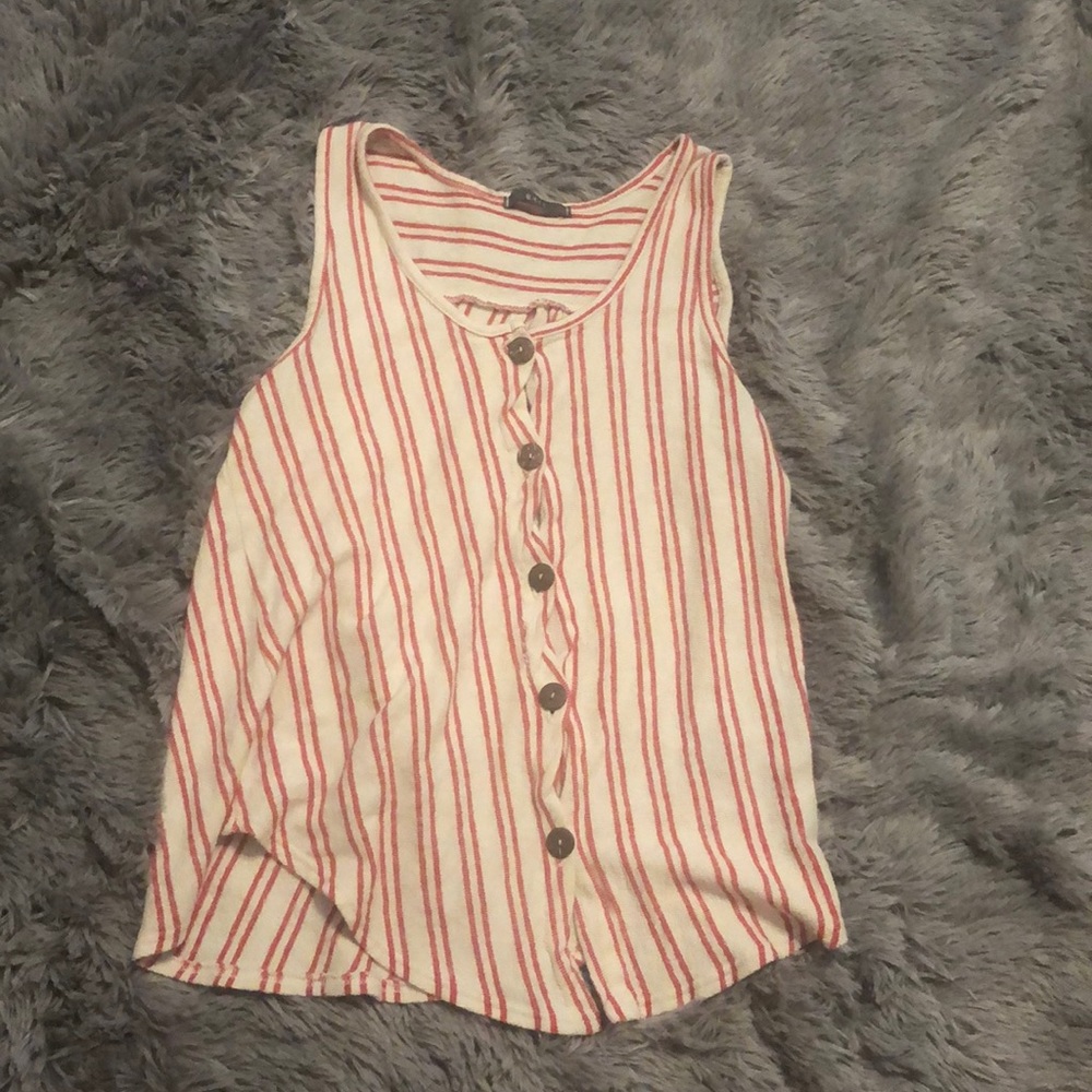 Striped button down tank top